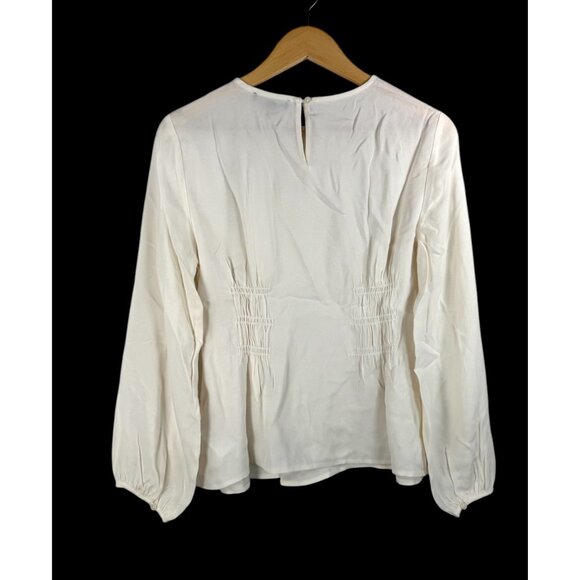J.crew Shirred-waist top in viscose crepe ivory‎ money sz 8 - Picture 2 of 8